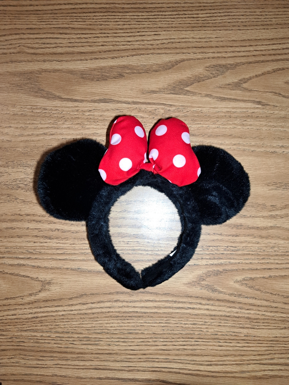 Disney Black Plush Mouse Ear Headband with Red Polka Dot Bow